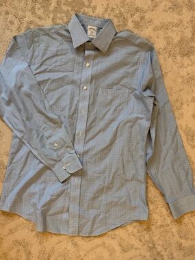 Brooks Brothers Men’s Blue Windowpane Dress Shirt